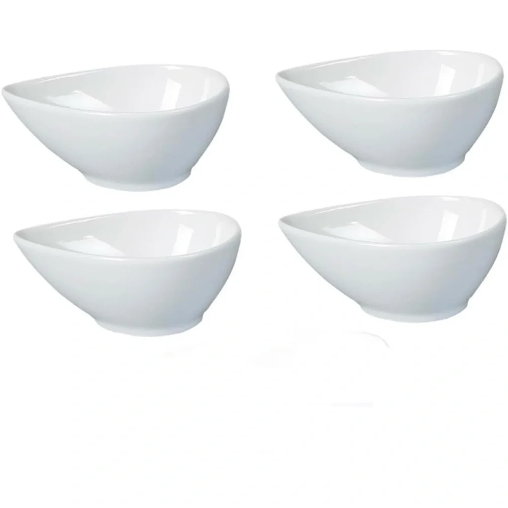 Ceramic Dipping Bowls with Wood Serving Tray